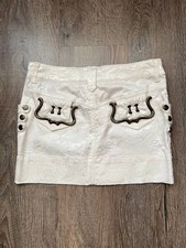Just Cavalli vintage mini skirt embroidered pattern logo metal accents sz 42 28