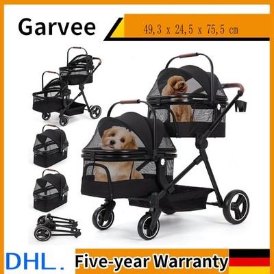 Faltbarer Doppelstöckiger Hundewagen für Haustiere bis 22kg, Katzen & Hundebuggy
