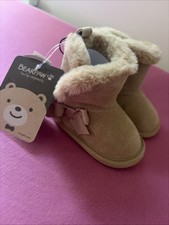 Bear Paws Baby Girl Booties Size 0-6 Months New With Tags