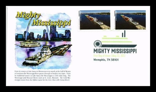 US COVER MIGHTY MISSISSIPPI IN TENNESSEE IMPERFORATE FDC COMBO PANDA CACHET