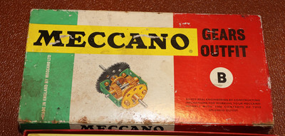 Meccano Gears Outfit B hervorragender Zustand komplett mit extra Ritzel mit Box & Anleitung