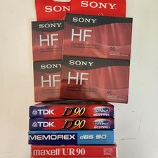 8 Blank Cassette Tapes Sealed 90 Min Sony HF Audio TDK D90 Maxell UR Memorex dBS