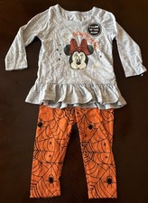 Disney Minnie Mouse Halloween Glow In The Dark Pajamas 12 Months Gray NWOT