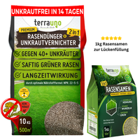 TerraUno RasendüNger Mit Unkrautvernichter 10 Kg Gegen LöWenzahn Klee FüR 500 M²