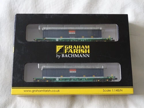 GRAHAM FARISH 377-352A INTERMODAL BOGIE WAGONS 45FT CONTAINERS SEACO ++RARE++