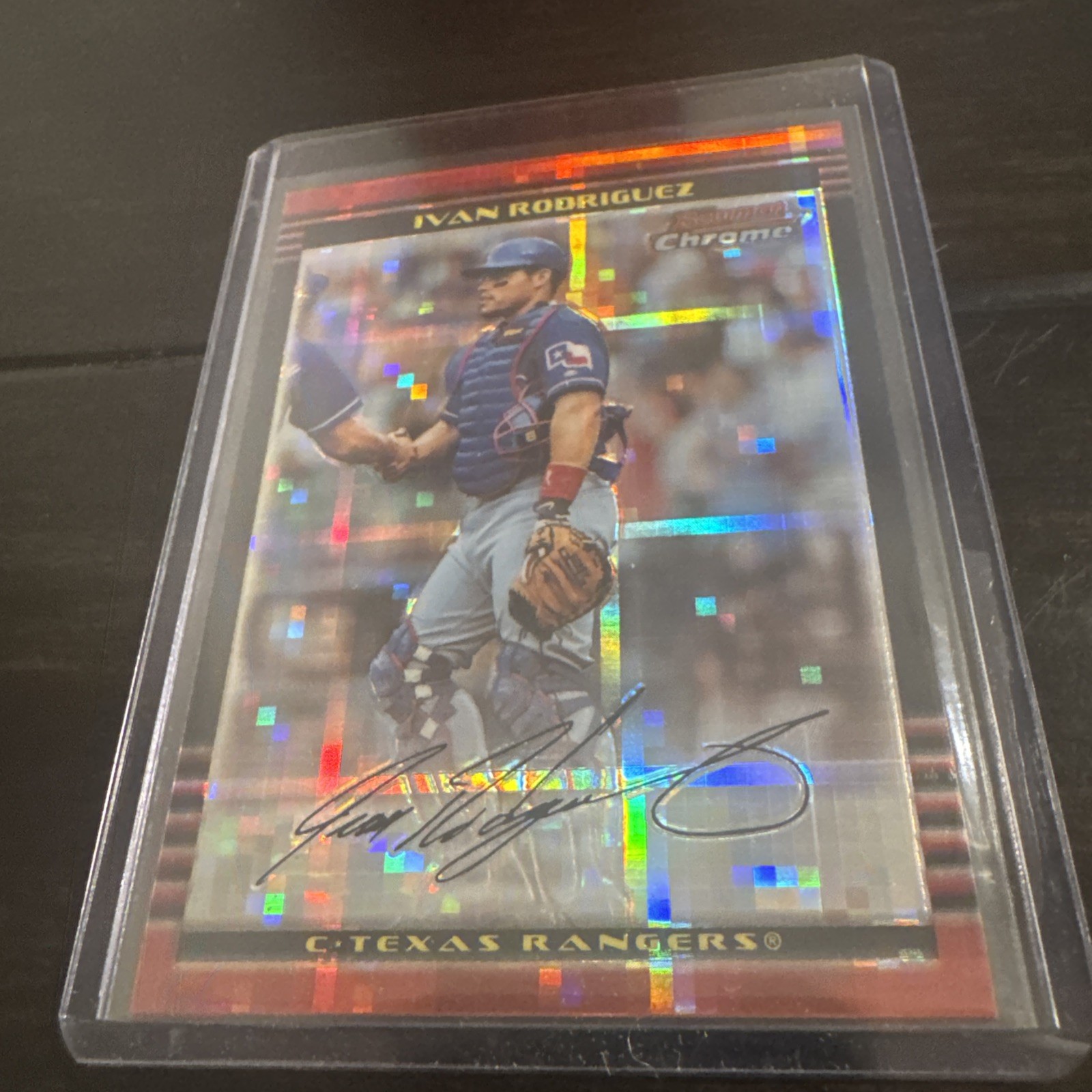 Jersey # 1/1 IVAN RODRIGUEZ 2002 Bowman Chrome Xfractor #40 #7/250 HOF