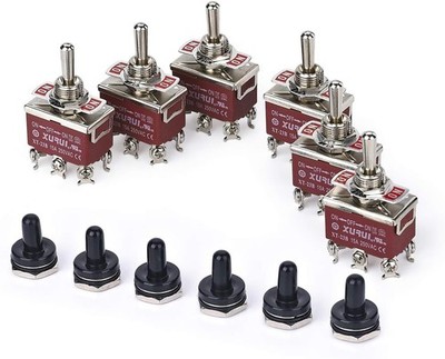 6Pcs XT-23B DPDT ON-Off-ON Toggle Switches, 250VAC 15A Screw Ter Style: XT-23B