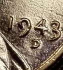 1943 - D over D Lincoln Head Cent, Error. UNC
