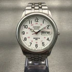 Seiko Railroad Approved Watch Men 37mm White Dial Silver Daydate 7N43-9A00 Works