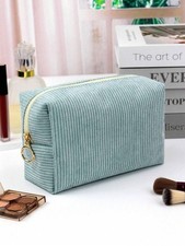 Large Corduroy Makeup Bag Cosmetic Organizer Travel Toiletry Storage Pouch Zippe