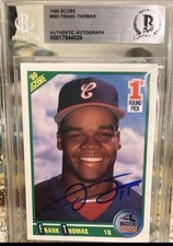 🔥 SCORE 1990 Frank Thomas #663 1st Round Pick Autographed Beckett White Sox