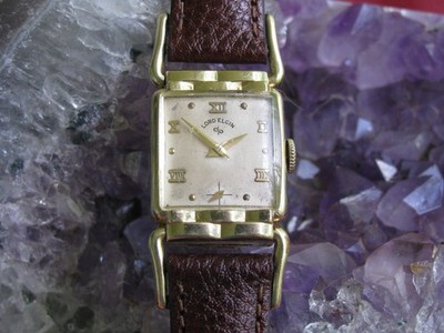 Lord Elgin Vintage 14K Gold Filled Wrist Watch, Flexible Hinged Lugs
