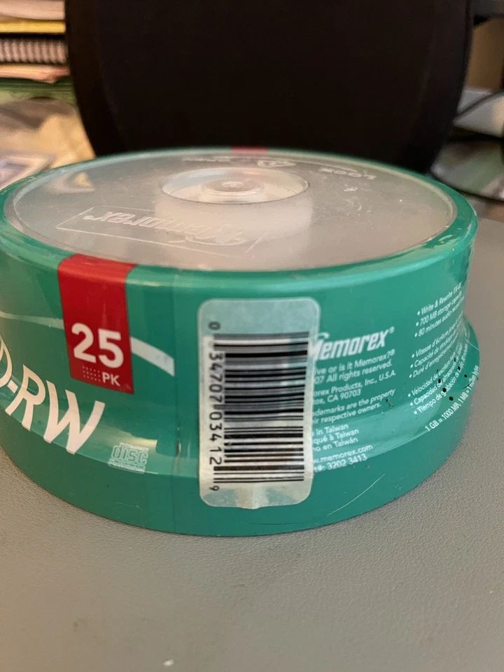 Memorex 700MB 4x Data CD-RW 80 min Rewritable Blank Discs 25 Pack Spindle NEW! - Image 4 of 4