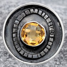 Faceted Natural Citrine 925 Sterling Silver Ring s.7 Jewelry R-1080