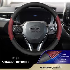 Faux Leather Steering Wheel Cover Universal for 37-39cm Diameter, Dark Red-Black
