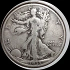 USA 1935-S Walking Liberty half dollar old silver coin #4662 F