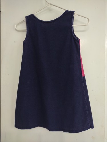 Rare Too Rare Editions Girl Corduroy Jumper Dress Sz 6X Navy Blue Pink Vtg 90's - Picture 7 of 9