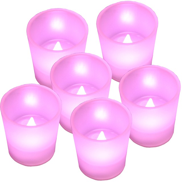NEW 6 X Pink Led Lights Flameless Votive Candle Tea Light Candles eBay