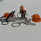STIHL Original Logo Key Ring Chainsaw Battery+ Metal Chainsaw + Helmet + Woodman