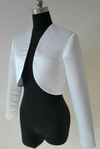 Chaqueta bolero para boda fiesta chaquetas de novia manga larga satinado chaqueta manga larga - Imagen 5 de 19