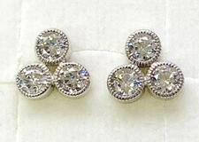 HSN Leslie Greene Sterling Silver 1.5cttw Cubic Zirconia Trilogy Stud Earrings