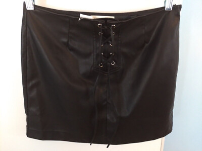 Honey Punch Faux Leather Lace Up Skirt Size Medium NWOT