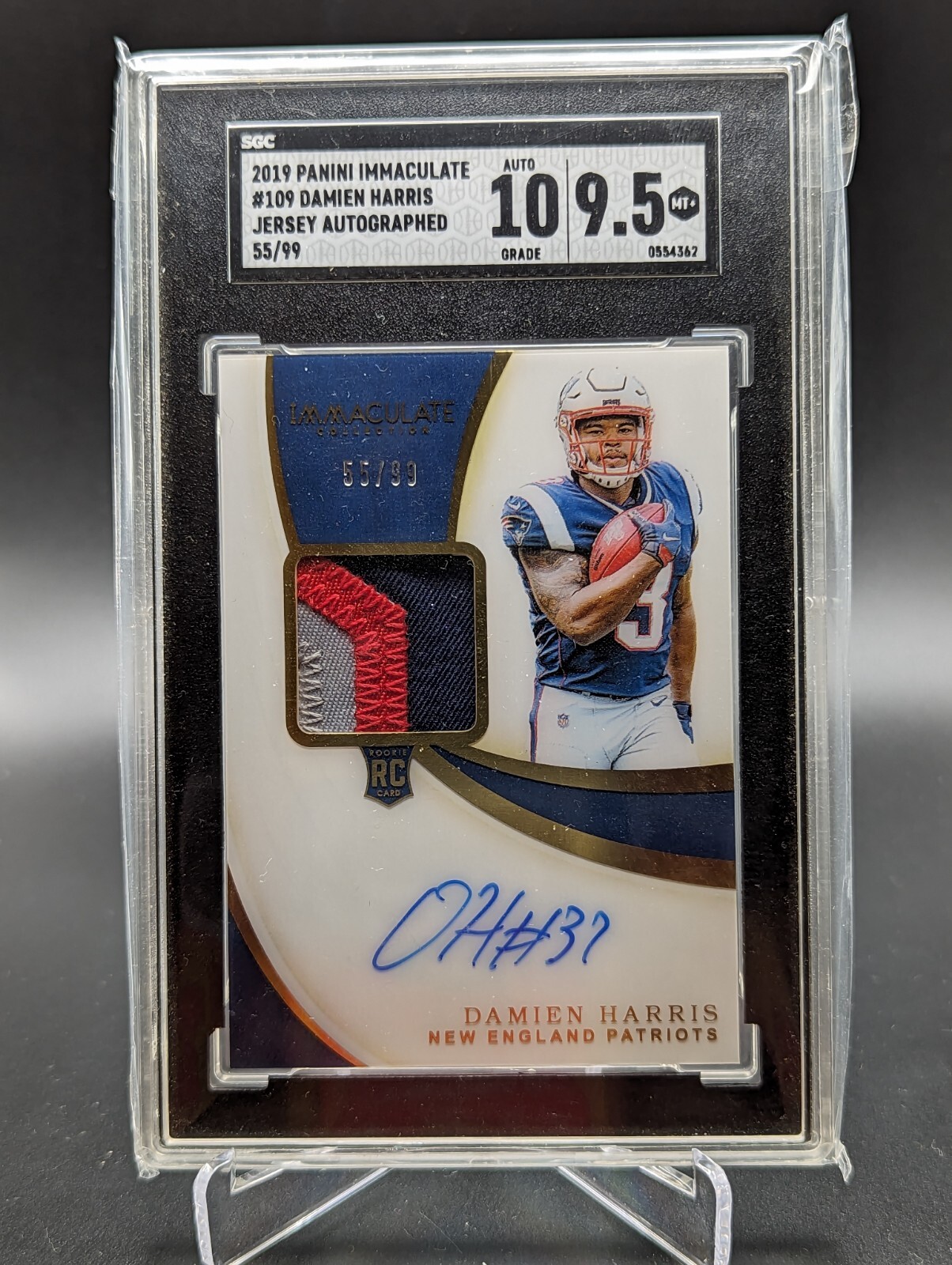 Damien Harris Panini Immaculate Collection #109 Rookie Patch Autograph