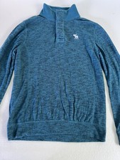 Abercrombie Kids 1/4 Snap Pullover, Heather Blue, Size 13-14