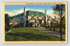 Postcard California Bel Air CA Fanny Brice Residence House 1940s Unposted Linen