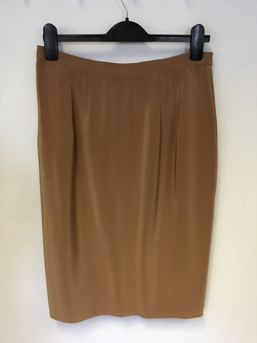 TOM BOWKER FOR COTERIE CAMEL & GOLD SATIN SPECIAL OCCASION SKIRT SUIT SIZE 12 - Picture 5 of 6
