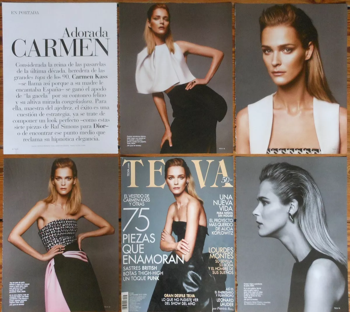 CARMEN KASS Telva 2013 cover & 9 page article magazine clippings photos  model