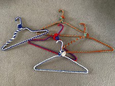 Vintage Lot of 5 Hand Crocheted Wire Hangers Nylotex Yarn Covered Knit Handmade