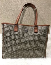 Tommy Hilfiger Large Tote Bag Brown Handbag Monogram MSRP 108 NWT