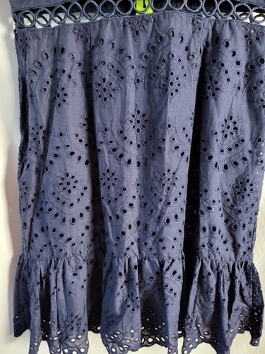 Women's Sam Edelman Cap Sleeve PeekABoo Lace Sheath Dress Navy 14 New with Tags - Picture 10 of 10