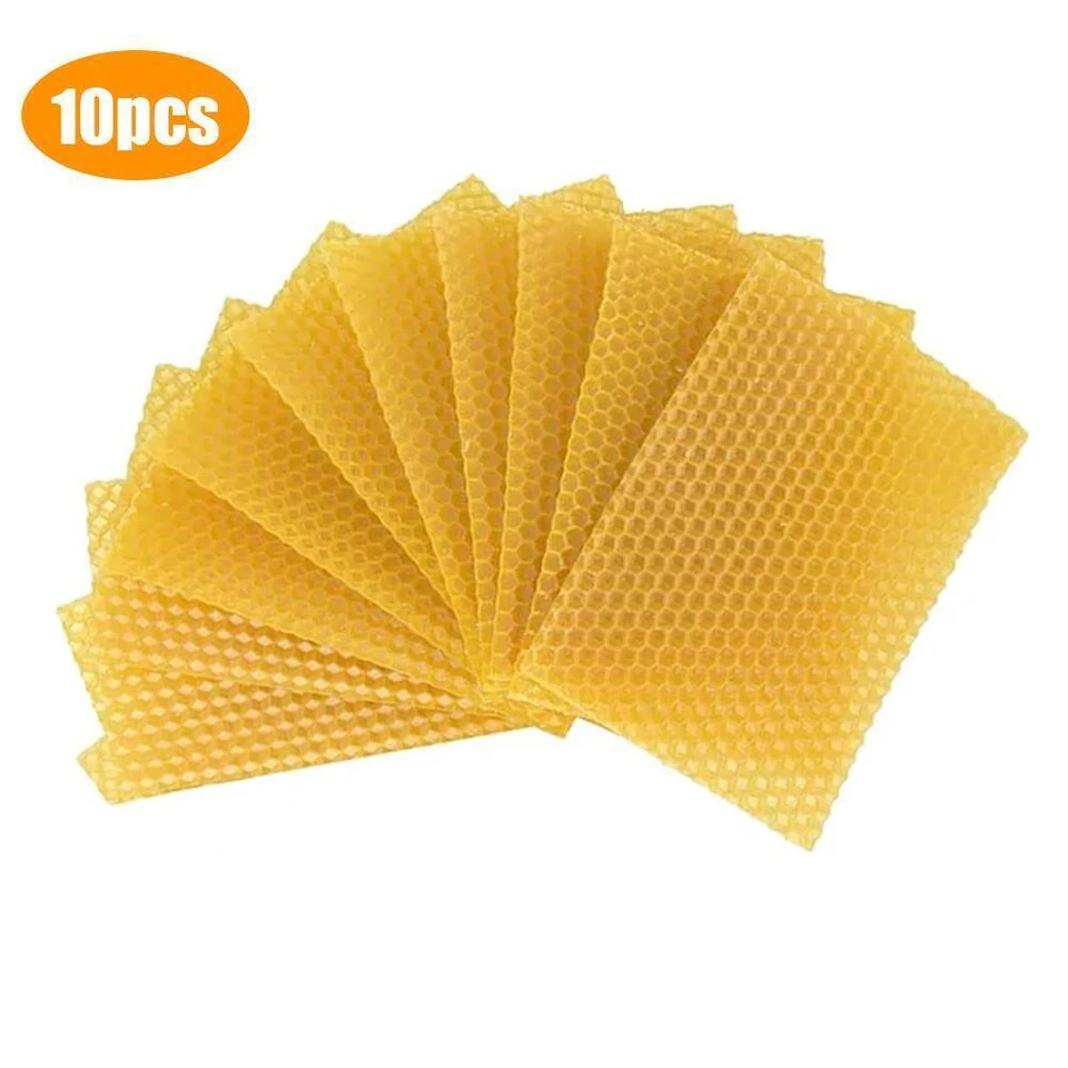 10PCS Beeswax Foundation Bee Hive Wax Frames Beekeeping m n Honeycomb Sheet O2N3 - Image 2 of 4