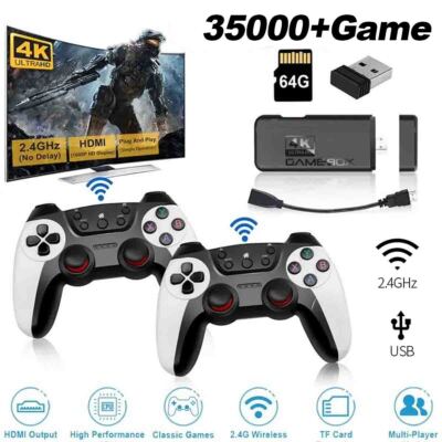 64GB Retro Videospielkonsole 35000+4K HD TV Spiel Stick w/2 Wireless Controller