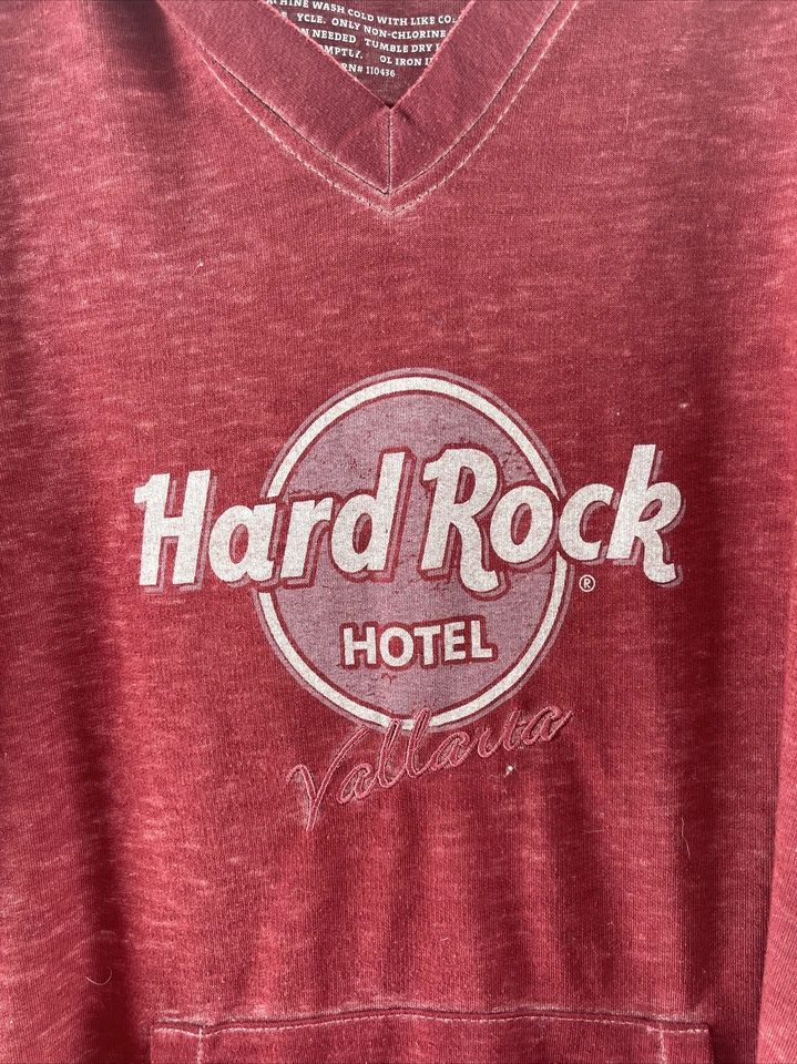 Sudadera Hard Rock Café Para Mujer Mediana Burnout Sudadera con Capucha Vallarta Rojo Borgoña Foto 2 de 4