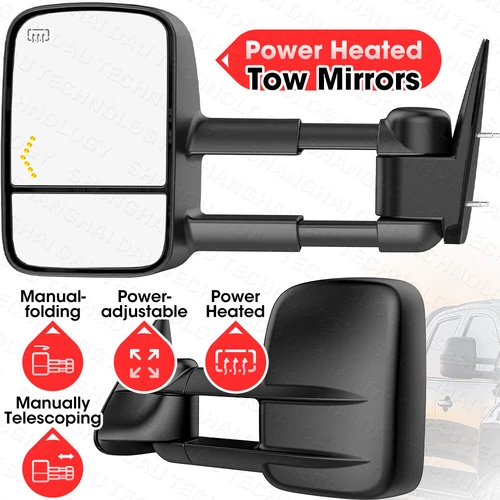 Left + Right Power Heated Tow Mirrors For 2007-2013 Chevy Silverado & GMC Sierra