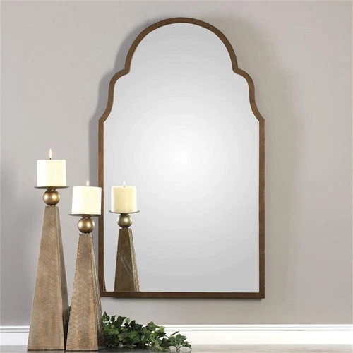 Uttermost Brayden Metal MDF Arch Mirror in Lightly Textured Dark Brown/Gold - Picture 8 of 9