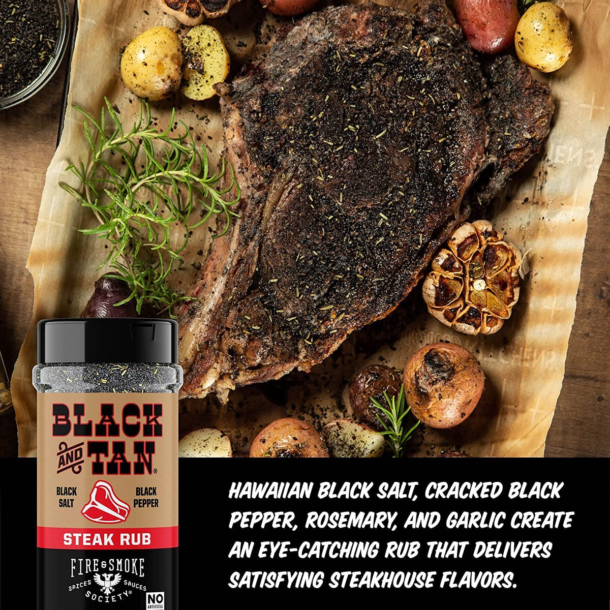 Black Tan Steak Seasoning BBQ Rubs, Steak Rub for Smoking and