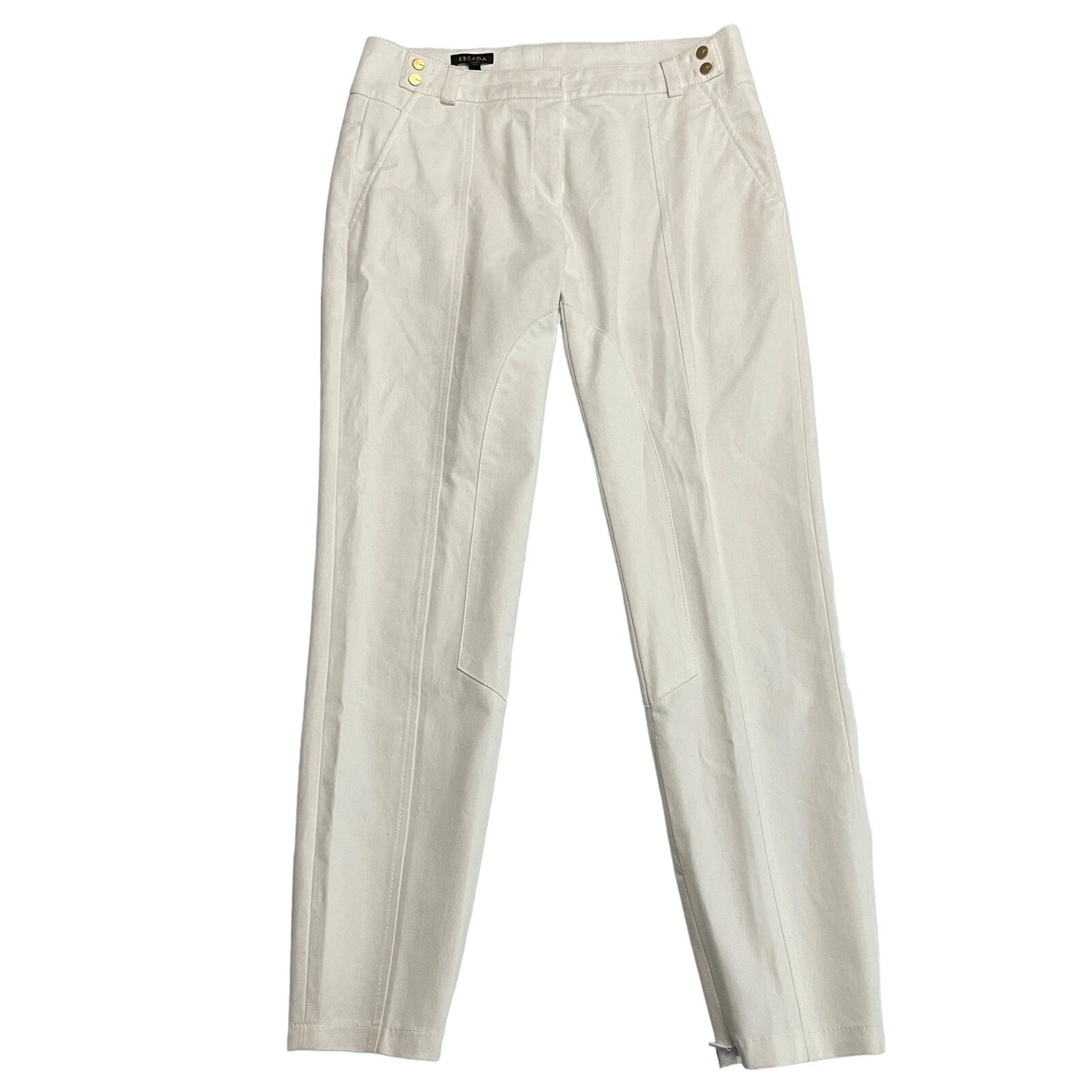 ESCADA WHITE MIDRISE SLIM ANKLE TROUSER PANTS, zipped hems size 36 / small