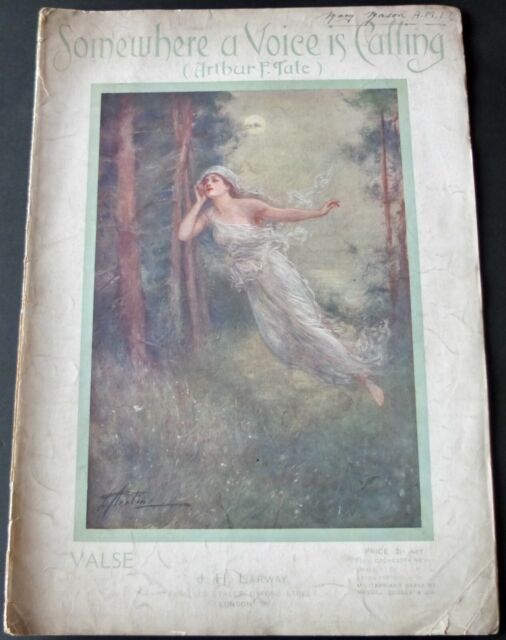 ARTHUR F. TATE SOMEWHERE A VOICE IS CALLING PIANO SHEET MUSIC (1914) ENGLAND