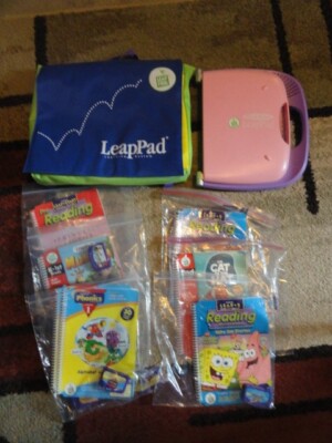 LEAPFROG LEAPPAD READ ALOUD LEARNING SYSTEM PINK #30087 W/BACKPACK & 8 BOOKS/CAR