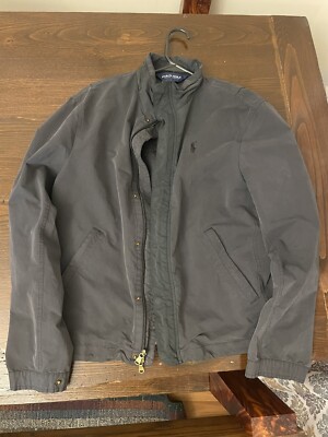 Polo Golf Ralph Lauren Windbreaker Jacket Full 2way ZIP Size Med Black  Buttonup