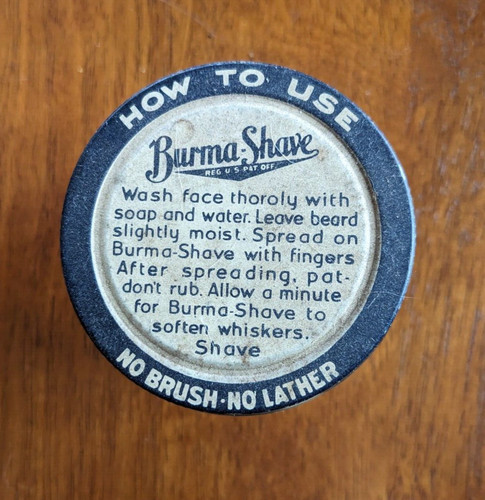 Vintage Burma Shave Glass Jar Bottle with Lid - Nice advertising piece AA9A