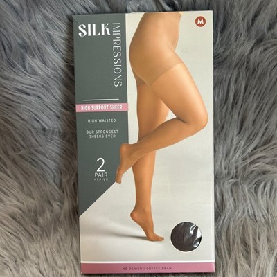 Silk Impressions Sheer High Support Womens Size Medium Coffee Bean High Waisted
