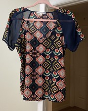 Mi Ami Top Blue Chiffon Festival Gypsy Bohemian Vintage 90's Women's Small