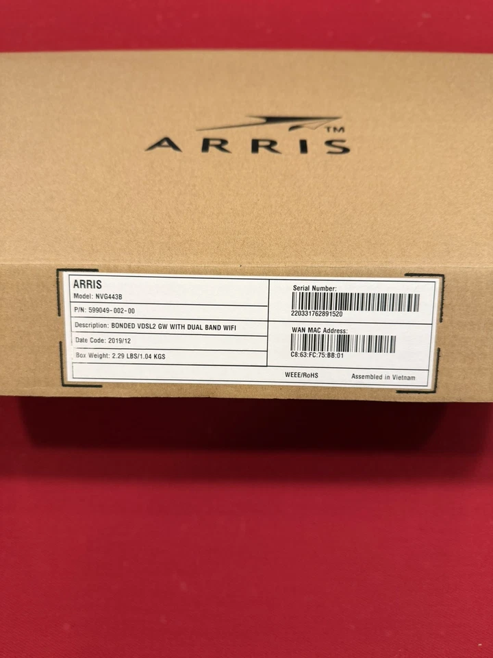 Arris Frontier NVG443B Dual Band Wi-Fi VDSL2 Modem Router Gateway & Cables BD - Image 2 of 3