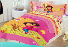 NEW 5 pc DORA THE EXPLORER puppy dog love TWIN comforter sham SHEET SET