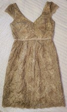 Jenny Yoo Champagne Floral Unconventiol Lace Dress Sz 2 Lined  Wedding Formal